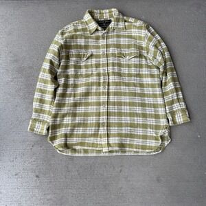 true grit men's green flannel heavy weight button up shirt size M